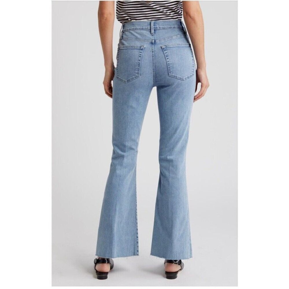 New FRAME Le Easy Flare High Rise Raw Hem Light Blue Jeans Babitz Size 29 - Picture 2 of 15